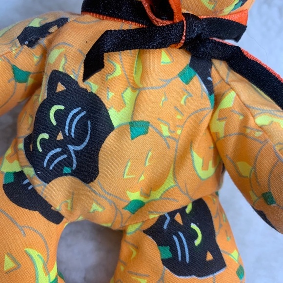 Halloween plush set vtg modern 8" black cat  8" halloween bear 6" hang pumpkin - Picture 8 of 12